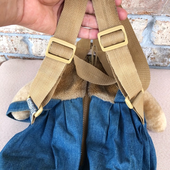 Vintage Unisex Teddy Bear in overalls Red Tie Kids Teddy Plush Backpack - Picture 9 of 16